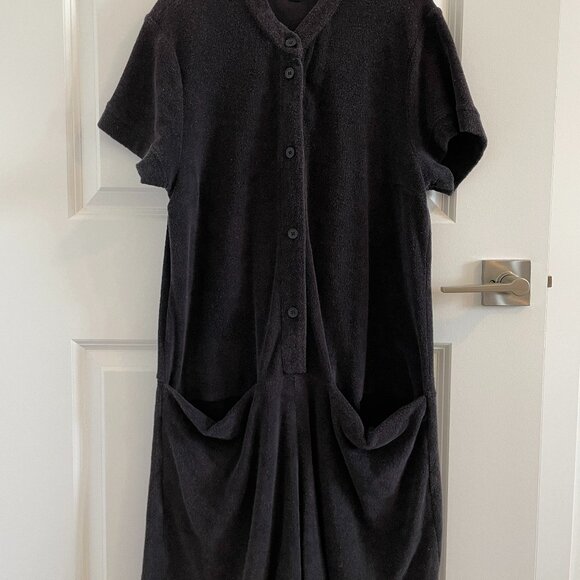 Button-down terry fabric romper - Picture 1 of 11